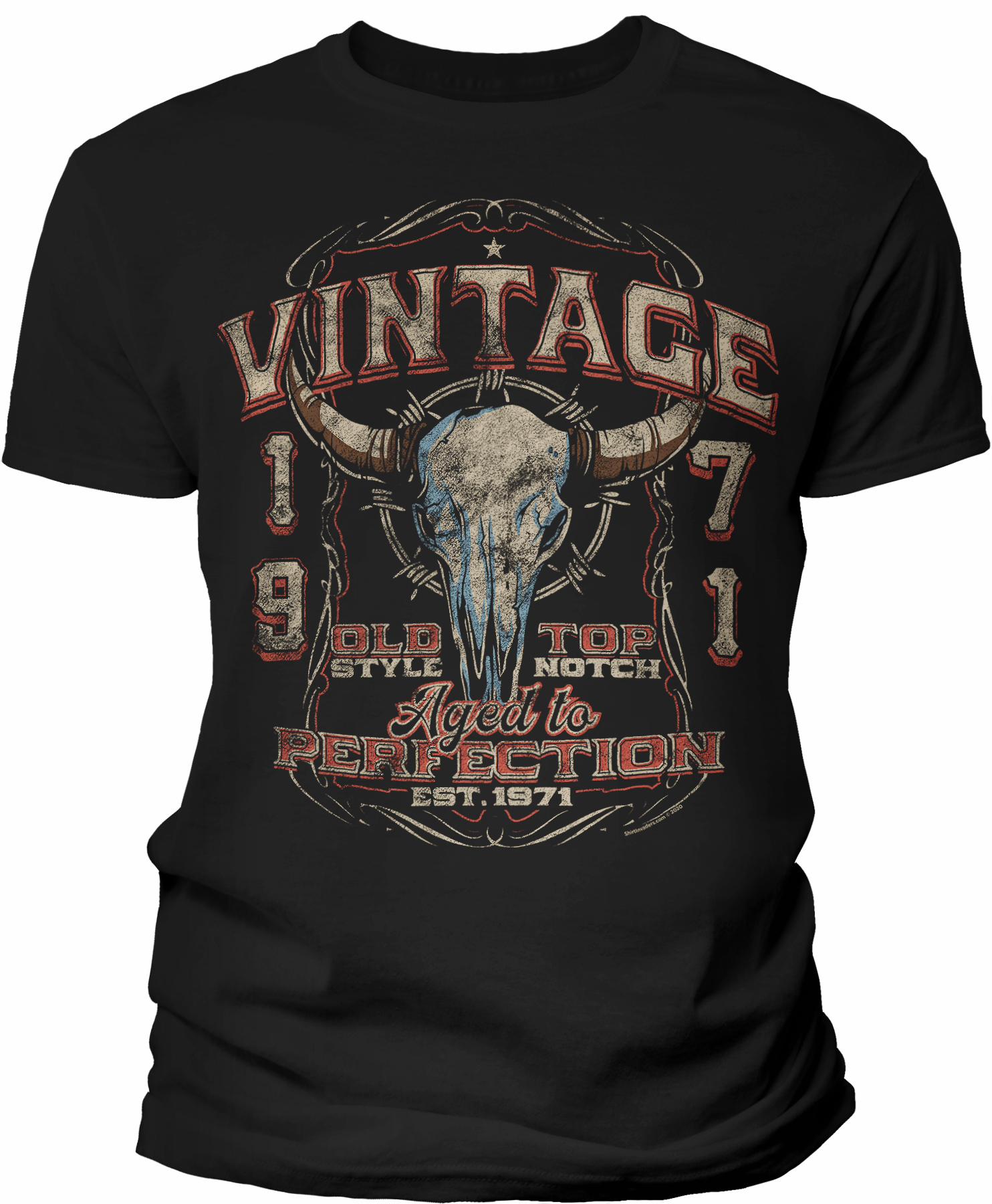 55th Birthday Gift Shirt For Men – Vintage Bull Skull 1971
